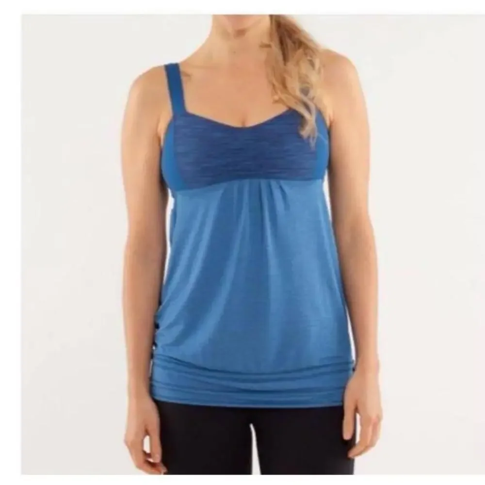 Lululemon Top Womens Eight Limitless Blue Ruched Empire Athletic Tank